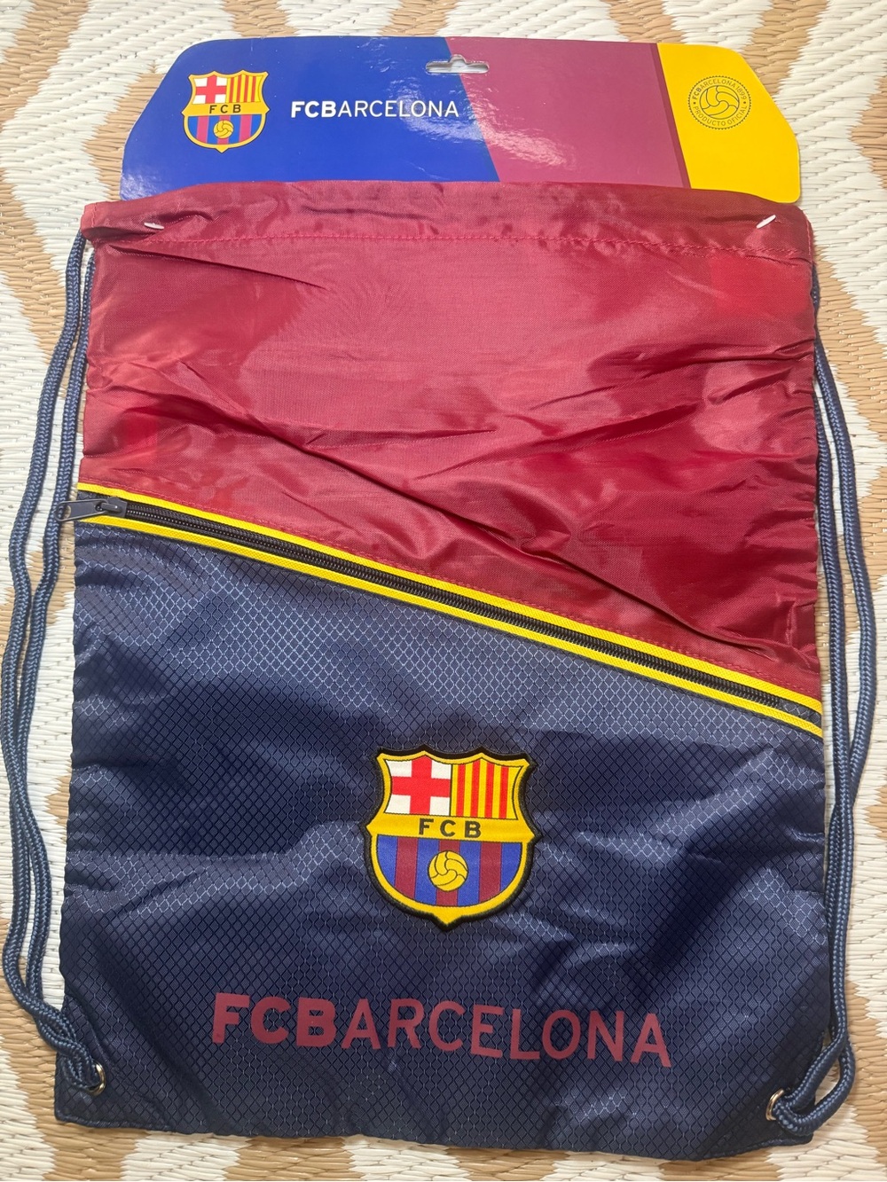 Rhinox FC Barcelona Soccer Drawstring Bag Burgundy/Navy Official Licensed